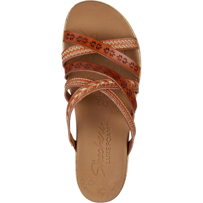 Сандалі жіночі Skechers Beverlee-Tiger Posse на танкетці, 40 EU, Duraleather бежеві
