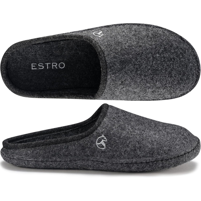 Чоловічі фетрові тапочки ESTRO - теплі зимові халапи для дому, чоловічі халапи, фетр, WOLLFILZ (45 EU, широкі, графіт)