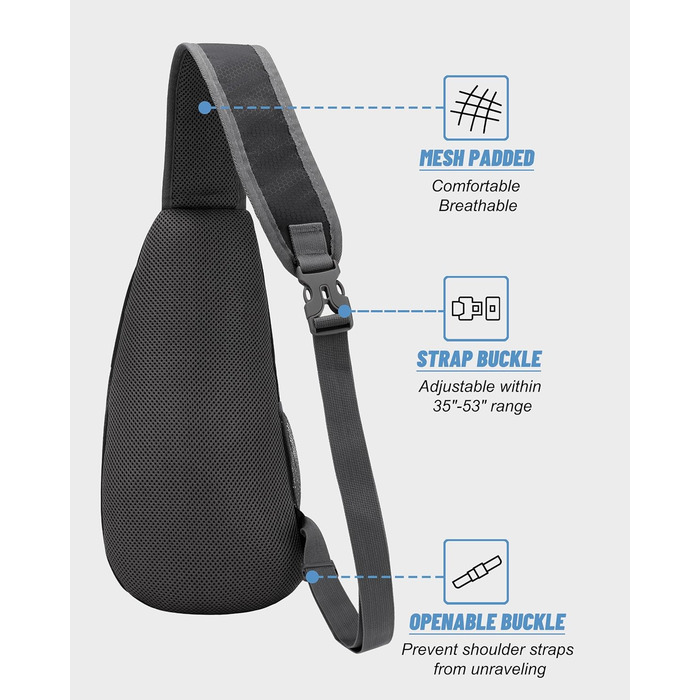 Чоловіча/Жіноча нагрудна сумка, слинг-сумка, сумка через плече, водонепроникна, для подорожей, активного відпочинку, спорту (чорна)