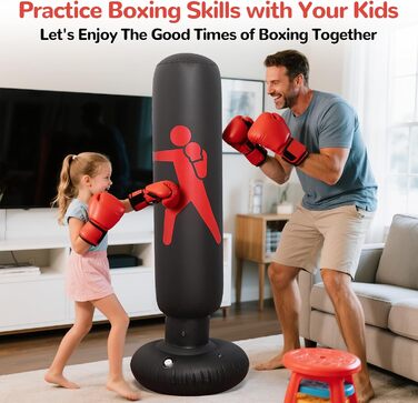 Надувний боксерський мішок для дітей 160см з боксерськими рукавичками. Ідеально для карате та тхеквондо (6-12 років)