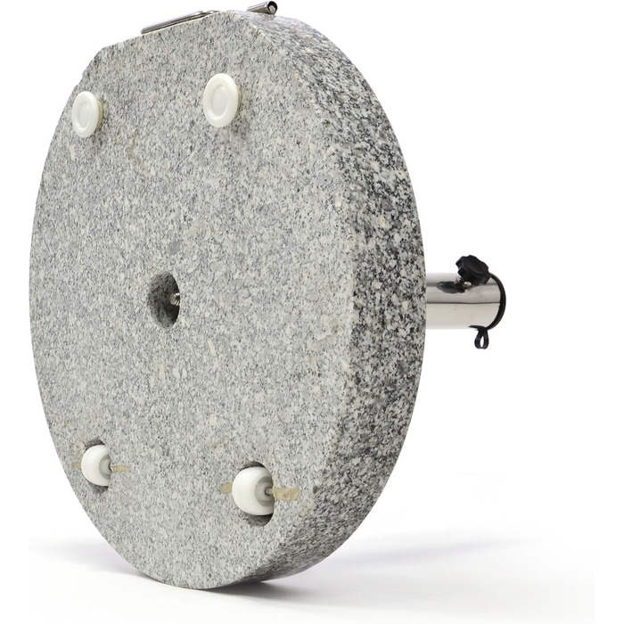 Nexos Parasol Stand Granite Round Grey with Reducing Rings Stainless Steel Sleeve Handle Wheels Ø 40 cm 20 kg For Umbrellas up to 2m