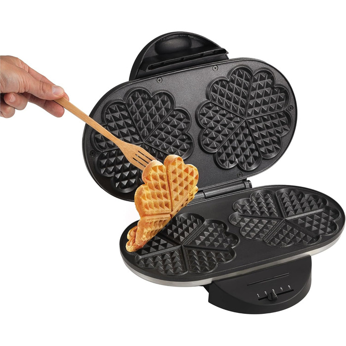 Tefal Double Heart Waffle Maker WM311D | Stepless temperature control for desired browning | Non-stick plates | Batter-catching device | 1200W | ‎37 x 11.4 x 28.5 cm Double Heart Waffle Iron