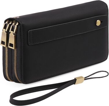 GAEKEAO Wallet for Women Large, Vegan Leather Double Zipper Women's Wallet, RFID Protection Clutch Wallet for Women Large, with Many Card Slots, Purse for Women
