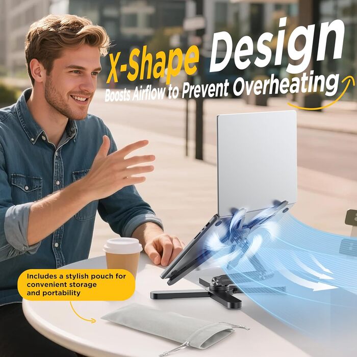 Підставка для ноутбука FoldWise X - алюмінієва, 360° обертання, складна, регульована висота та кут нахилу - стабільна та портативна підставка для ноутбука, MacBook та комп'ютера 11-18 дюймів, сіра
