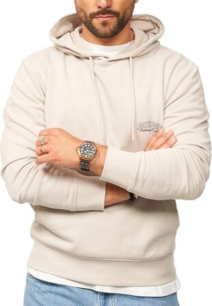 Чоловічий худі JACK & JONE з капюшоном, логотип, кремово-білий (M)
