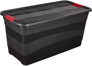 Keeeper Transport Container with Lid and Sliding Closure, Extra Stable, 79.5 x 39.5 x 40 cm, 83 l, Eckhart, Graphite-Grey, Graphite