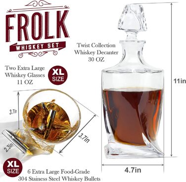 Набір для віскі: келих, шматочки льоду з нержавіючої сталі, декатер, підставки, пінцет, подарункова коробка