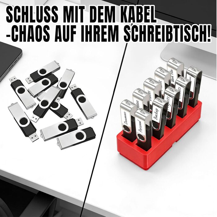 Органайзер для USB-накопичувачів TATMOHIK: сумка-чохол для 10 USB-флешок, аксесуари для зберігання, червоний