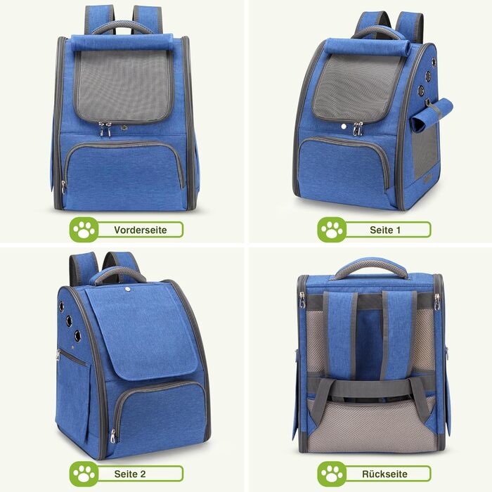 Рюкзак для котів та собак ALLSOPETS, складаний, дихаючий з сонцезахистом для маленьких тварин. Ідеально для подорожей, кемпінгу та піших прогулянок (Королівський синій)