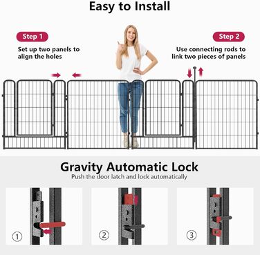 Металевий вольєр для собак на 32 панелі, 81,3 см, для вулиці, портативний, для середніх та маленьких собак