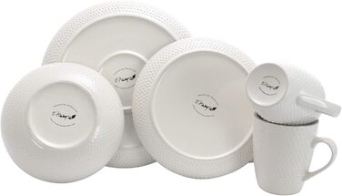 Набір посуду Elama Rundes Geschirr-Set, 16 частин, стеатова глина, блакитний та білий з візерунком