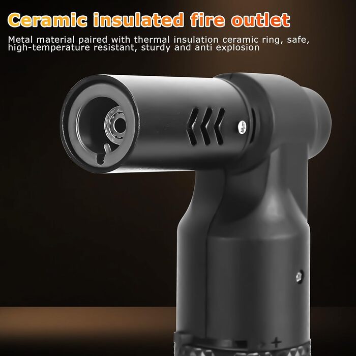 Бутанова пальник-факел Küchenbrenner: велика полум'я Jet, регульована, для кемпінгу, приготування їжі, зварювання, грилю. Повторно заправляється, портативна міні-паяльна лампа. Чорний колір.