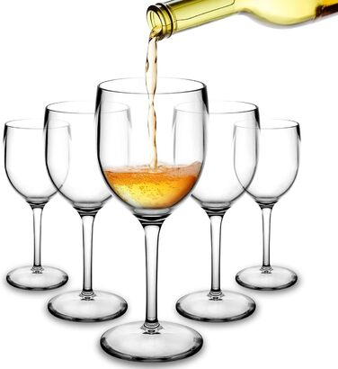 Premium Unbreakable Red Wine Glasses - Reusable Plastic, 25cl, 6-Pack