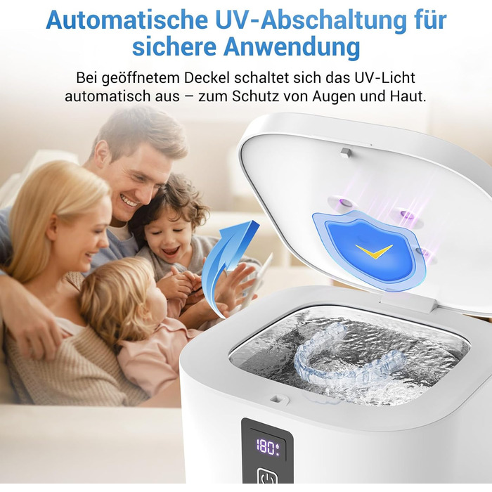 Ультразвуковий очищувач 48000Hz з УФ-дезінфекцією для зубних кап, брекетів, протезів та ювелірних виробів - 300 мл, 24 Вт