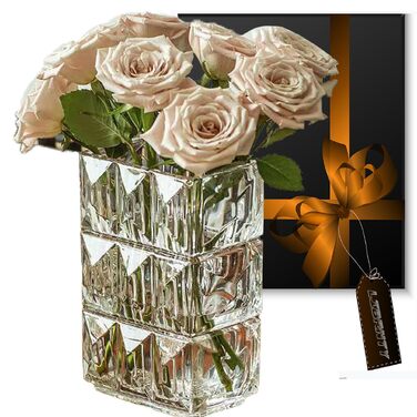 Скляна ваза для квітів, декор, ваза-радуга, для тюльпанів, сучасна скляна ваза, декор для балкона, підвіконня, журнального столу, подарунок на новосілля (бурштинова)