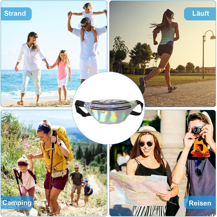 Дві жіночі поясні сумки/бананки: срібло + рожевий, водонепроникні, для активного відпочинку, подорожей та вечірок