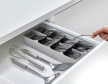 Joseph Joseph Drawer Store – великий органайзер для столових приборів, 8 відділень, на 48 предметів, сірий