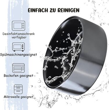 Керамічні годівниці для собак та котів SPUNKYJUNKY з дерев'яною підставкою (400 мл x 2, чорний)
