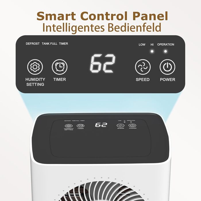 COLAZE 12L/24h Dehumidifier - Electric Dehumidifier Suitable for Room Sizes 120m³ (30m²) - Dehumidifier with Automatic Defrost & Water Level Warning - Room Dehumidifier Under 36dB for Apartment, Basement