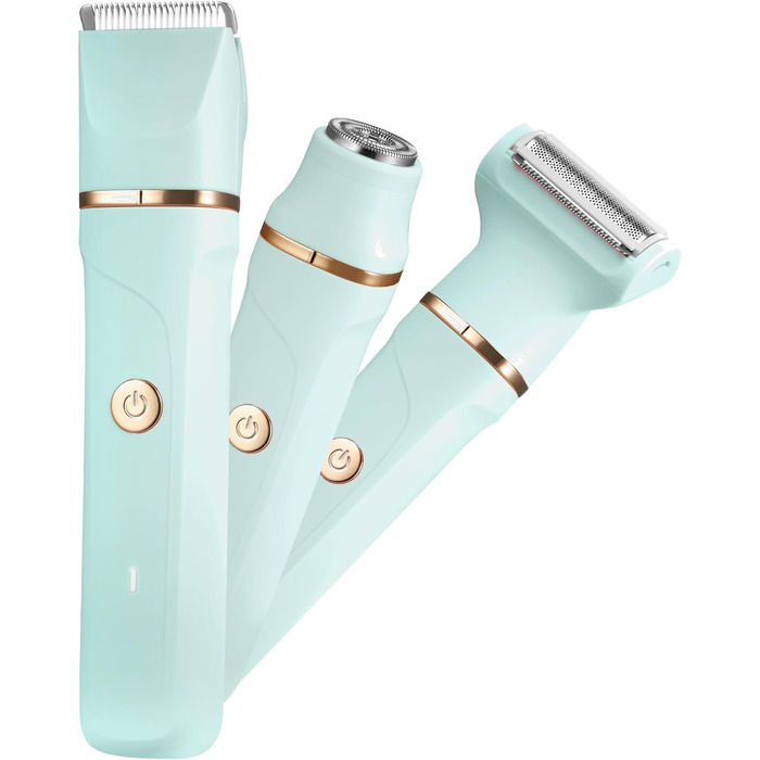 Електричний жіночий тример 3-в-1 для обличчя, ніг, рук, під пахвами та зоною бікіні, водонепроникний, перезаряджається (зелений)