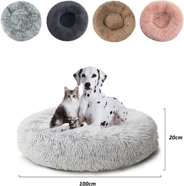 CALIYO Крісло-лежанка для собак та котів середнього розміру, м'яке, миється, діаметр 70 см (100 см), сірий