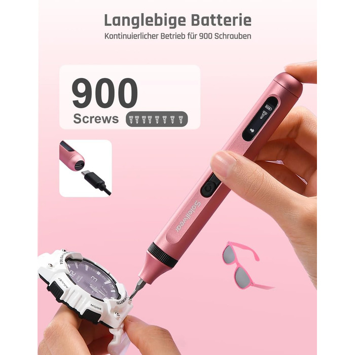 Електричний набір викруток преміум-класу 52 в 1 з 48 магнітними бітами, акумуляторний, для ремонту телефонів, камер, ноутбуків, годинників (Twilight Pink)