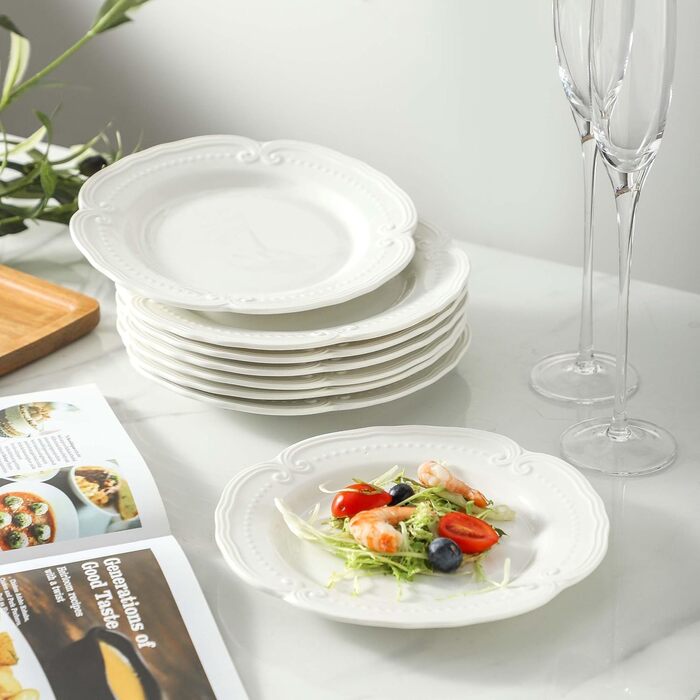 Набір сервірних тарілок UIBFCWN, 8 шт., 25.4 x 15.2 см, кераміка, білий колір, для десерту, суші, закусок, тортів, салатів