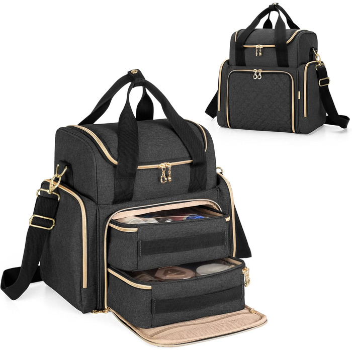 Органайзер для косметики Luxja: жіноча косметичка для макіяжу, подорожей (чорний)