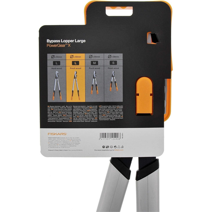 Fiskars PowerGear X Bypass Pruning Shears for Fresh Wood, Non-Stick Coated, Hardened Precision Steel, Length: 80 cm, Black/Orange, LX98-L, 1020188