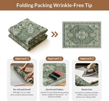 Килим GENIMO Boho Vintage 160x230 см, короткий ворс, антиковзаючі, для вітальні, спальні, їдальні, офісу, салатовий, геометричний, прямокутний