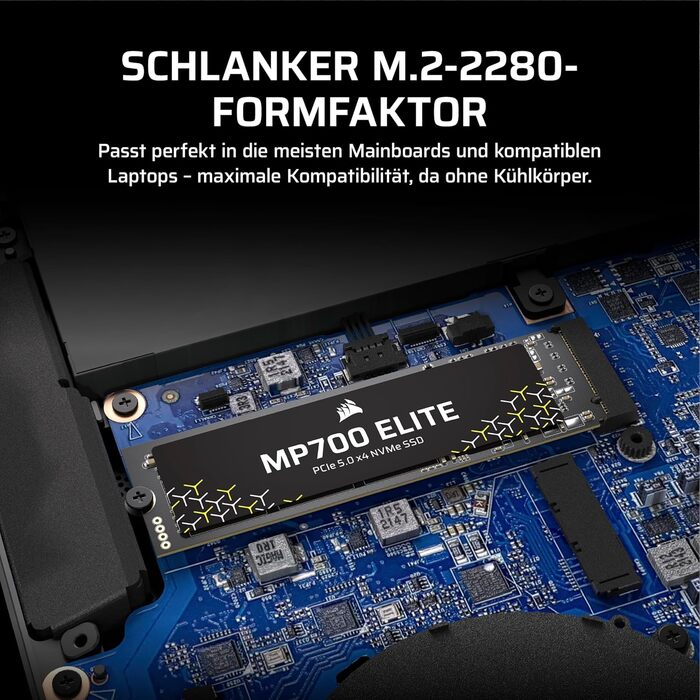 SSD Corsair MP700 Elite 2TB PCIe 5.0 NVMe M.2 – Швидкість до 10000 МБ/с, без радіатора