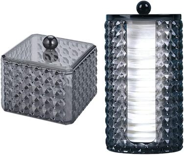 Організатор для ватних дисків, акриловий контейнер для ватних дисків з кришкою, чорний, для спальні, ванної кімнати, туалетного столика