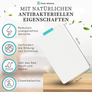 Діатомітовий килимок для ванної Pure 4Home Kieselgur, швидкосохнучий та антибактеріальний, протиковзкий, білий, 45 x 35 см