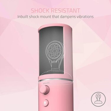 Razer Seiren X для PlayStation – USB конденсаторний мікрофон для стрімінгу PS4/PS5 (чорно-блакитний). З амортизатором, суперкардіоїда, кнопка вимкнення звуку