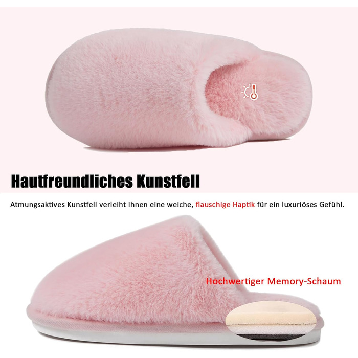 Домашні тапочки для жінок та чоловіків зимові теплі плюшеві, зручні, з пам'яттю, антиковзаючі, унисекс (40.5/42 EU, рожеві)