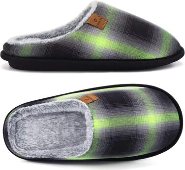 Чоловічі домашні тапочки COFACE з піною пам'яті, теплі, з вовняної тканини, з антиковзкою гумовою підошвою, розмір 40-49, 46 EU, зелені/чорні