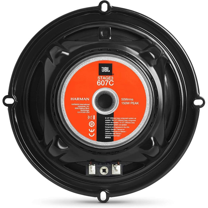 JBL Stage3 607C 2-смугова автомобільна аудіосистема 250 Вт, компонентна акустика JBL Pro Sound, набір динаміків з 16 см мідбасами та твітерами для авто