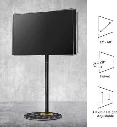 FITUEYES Adjustable Swivel TV Stand for 32-60 inch TVs - VESA 400x400 - Black