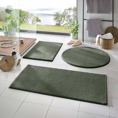 Килимок для ванної Taracarpet Fiona, 50x80 см, темно-зелений, антиковзаючий, миючий, для ванної кімнати