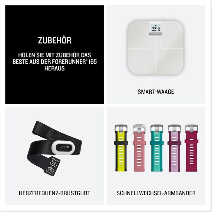 Garmin Forerunner 165 (43 мм) - Розумний годинник для бігу, AMOLED, 11 днів роботи, 25+ спортивних функцій, рекомендації тренувань, здоров'я, чорний