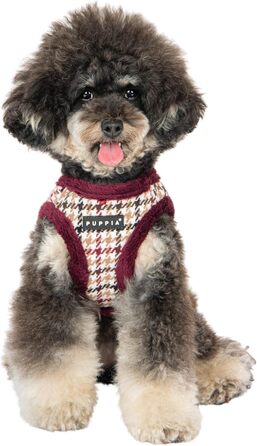 Жилет для собак Puppia Gianni Step-in, теплий зимовий дизайн, квітковий принт, винотний колір, розмір L