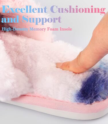 Тапочки жіночі Ankis з плюшу, теплі зимові, з перехресними ремінцями, з піною з пам'яті, з відкритими пальцями, пухнасті, для дому та вулиці (білий, чорний, сірий, верблюжий) (36/37 EU, кольори веселки)