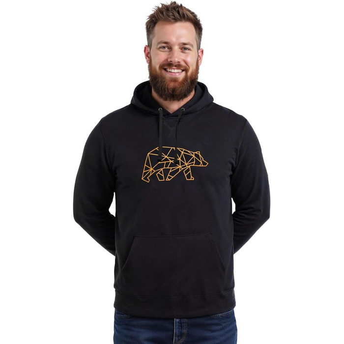 Чоловіча толстовка FORSBERG Pettarson з ведмежим логотипом | Скандинавський стиль, повсякденне носіння, для рукоділля та активного відпочинку (XL, Чорний/Бронзовий)