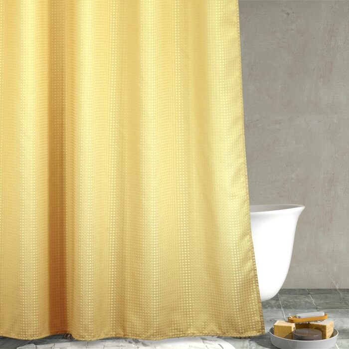 Штора для душу Waffelmuster, жовта, 183x183 см, поліестер, водонепроникна, міцна, для ванної кімнати