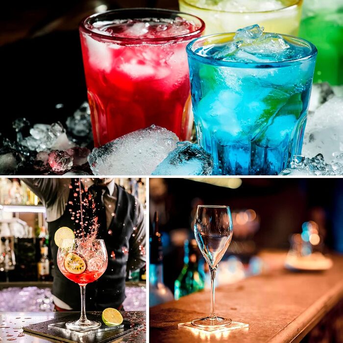 MEDOYOH 8-Piece Square Cool White LED Coasters for Drinks, ON/Off Switch Drink Coasters Set, Waterproof Coasters Glowing for Glasses Bottles Parties Weddings Bar Christmas