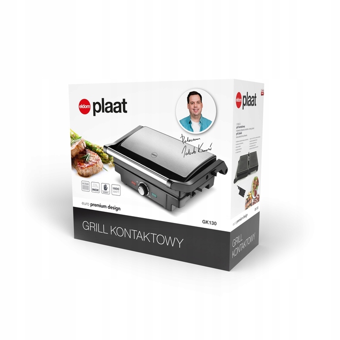 Складаний електричний контактний гриль Eldom GK130, сріблястий/сірий, 1600 Вт