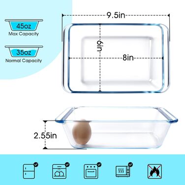 Форма для запікання NUTRIUPS, скло, 20x15x6 см, об'єм 1.4 л - прямокутна, для лазаньї