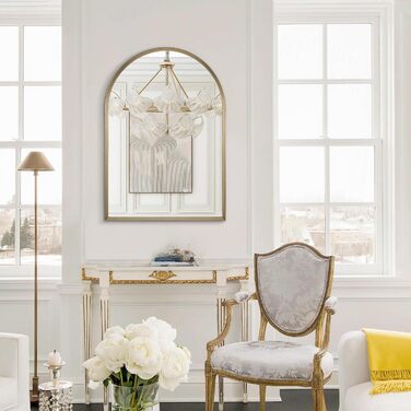 Дзеркало настінне з вигнутим склом, 45 x 65 см, металевий каркас, мідь, для ванної кімнати/вітальні/спальні