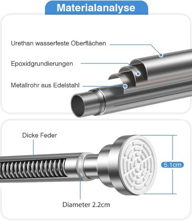 Телескопічна штанга для карнизи/душової кабіни, 79-195 см (срібна)