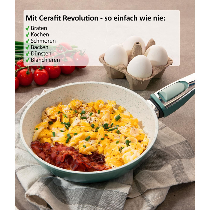 Каструля Cerafit Revolution 22 см, 2 шт., керамічне антипригарне покриття, для м'яса та смаження, з кришкою, без PFAS, Thermo Speed, підходить для всіх типів плит та духовки, можна мити в посудомийній машині